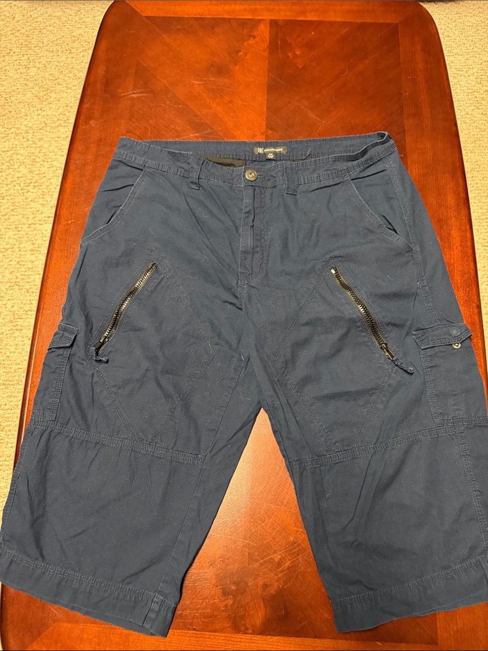 INC International Concepts Men's Navy Cargo Shorts with Zipper Pockets